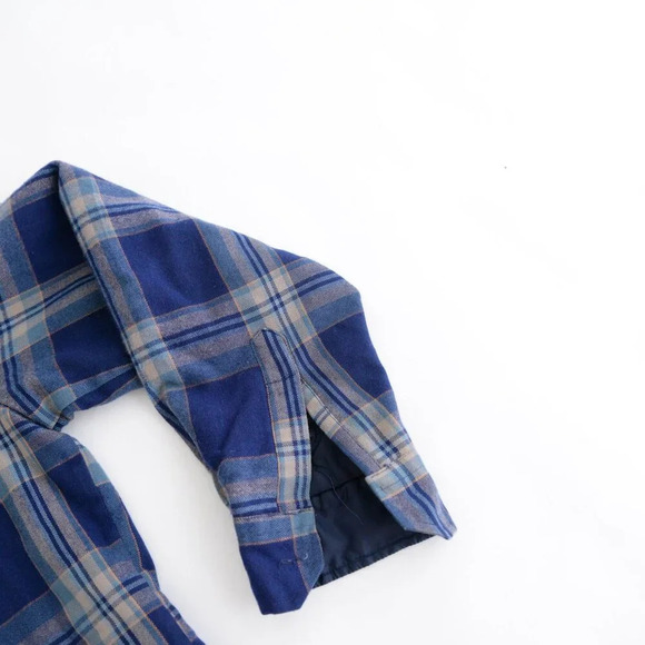 Vintage 90S Oakton Ltd Blue And Cream Plaid Button Up Outdoor Shacket Large - Picture 4 of 11